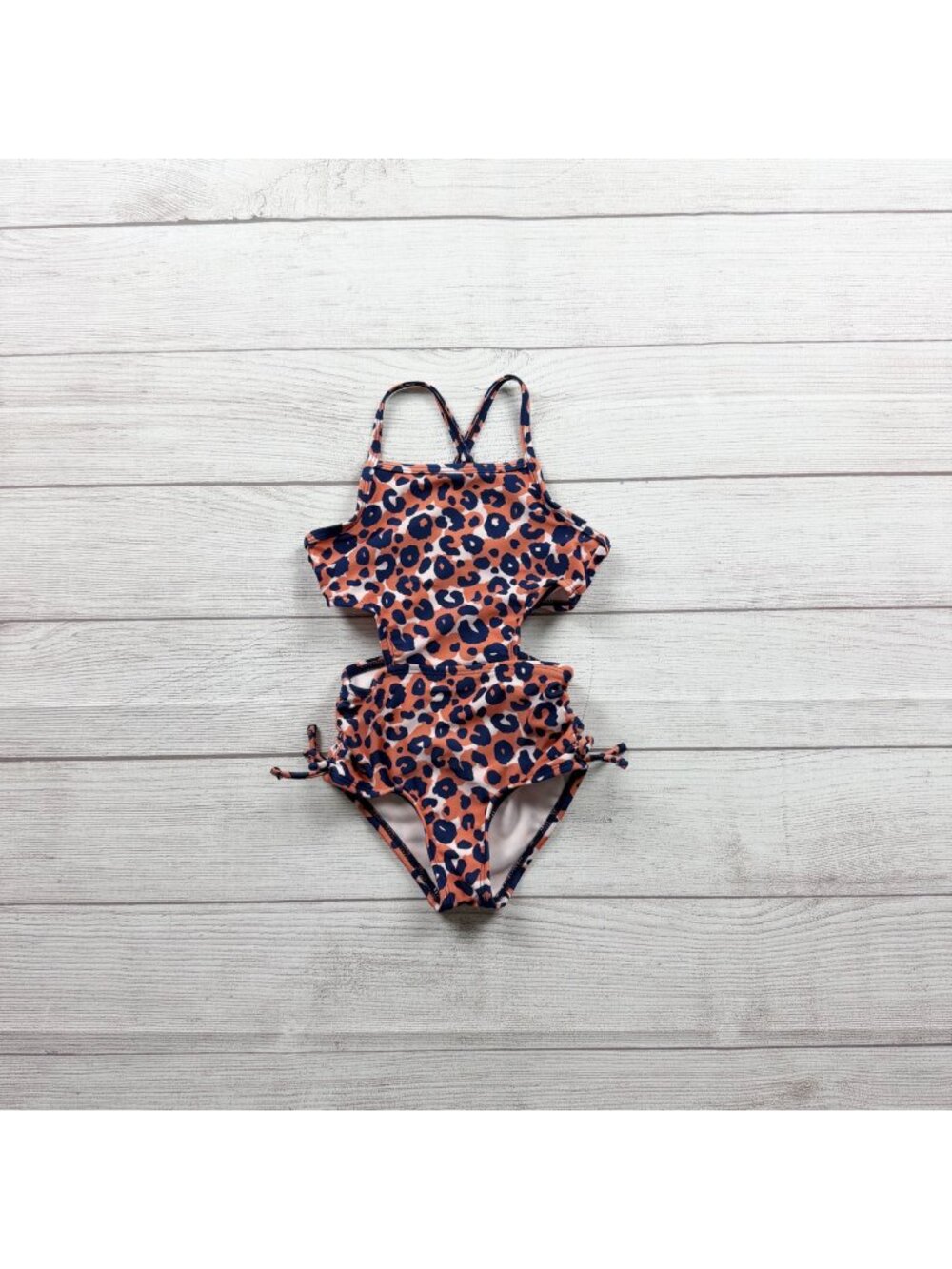 Cat & Jack Girls One Piece Swimsuit Leopard Print Cutout Design 3T